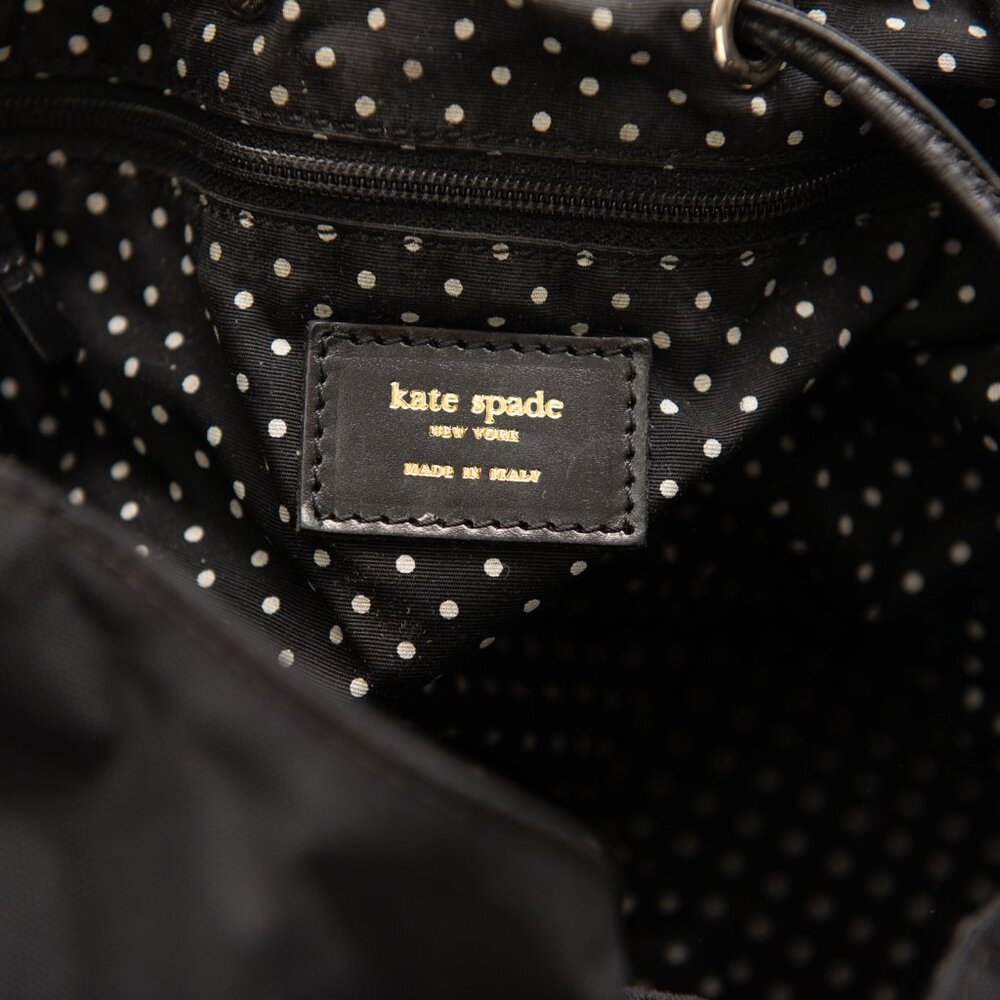 Kate Spade "Maddie" Nylon Drawstring Shoulder Bag Snakeskin Strap 2000s Black - Picture 5 of 12